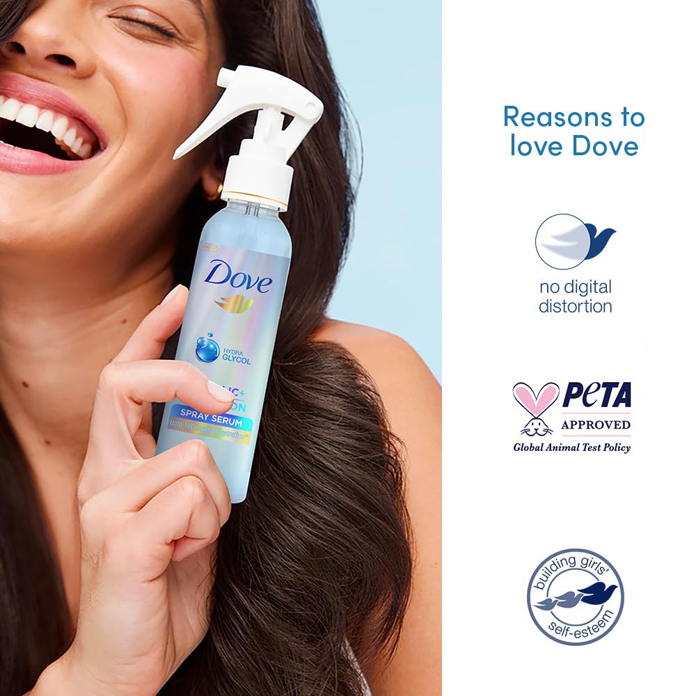 Dove Glycolic + Hydration Serum Spray 110 ml with Hydra-Glycol for Upto 100 hours of hydrated, fluid hair.
