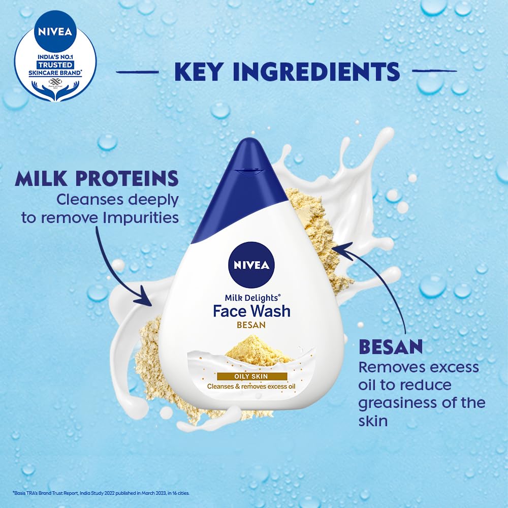 NIVEA Milk Delights Face Wash Fine Gramflour For Oily Skin 50ml, 50 ml