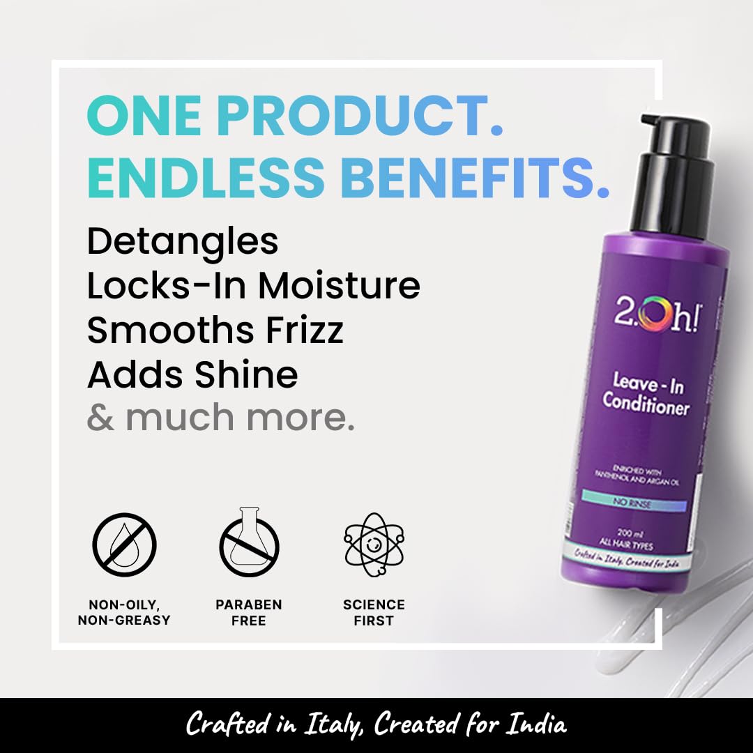 2.Oh! Italian Leave In Conditioner for Dry Hair | Leave In Hair Conditioner with Panthenol and Argan Oil | Nourishing Leave In Conditioner for Wavy Hair | Hair Serum for Dry Frizzy Hair |Women and Men