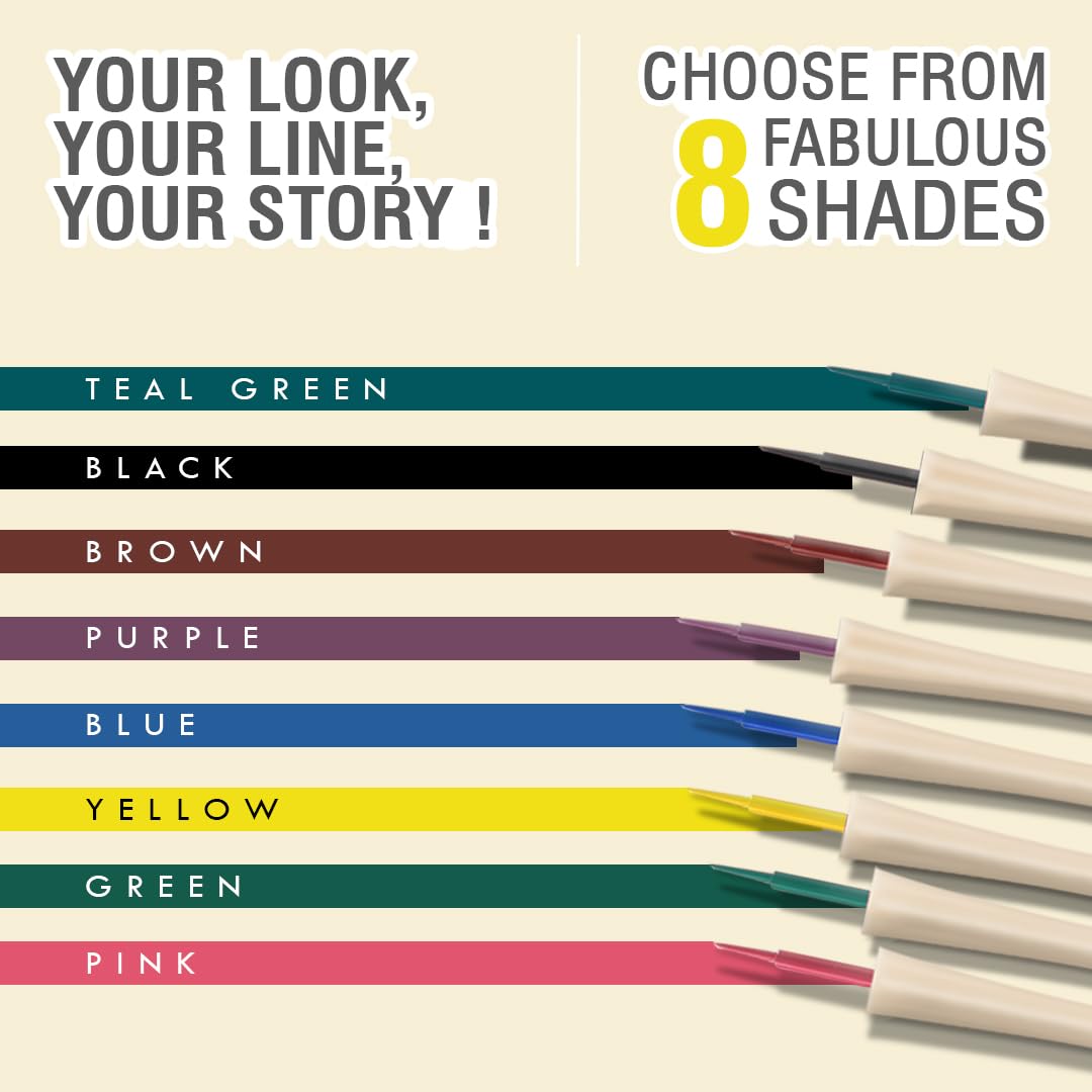 Glamveda Super Matte Liquid Eyeliner – Yellow, Smudge-Proof, Waterproof, Quick Drying | 24-Hour Long Stay | Smooth Application | Bold, Clean, Smudge-Free Look