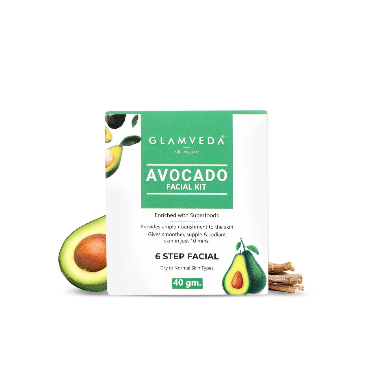 Glamveda Avocado Superfood Skin Brightening Facial kit for Women | No Paraben, SLS | 40gm (Purple)