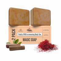 Hamare Ghar Ka Soaps Sandalwood & Saffron Magic Soaps For Bath | Paraben Free | Chandan & Kesar Bath Soap | Handmade Soap For Glowing | Skin Brightening For Men & Women (100 Gms Gms Pack Of 2)