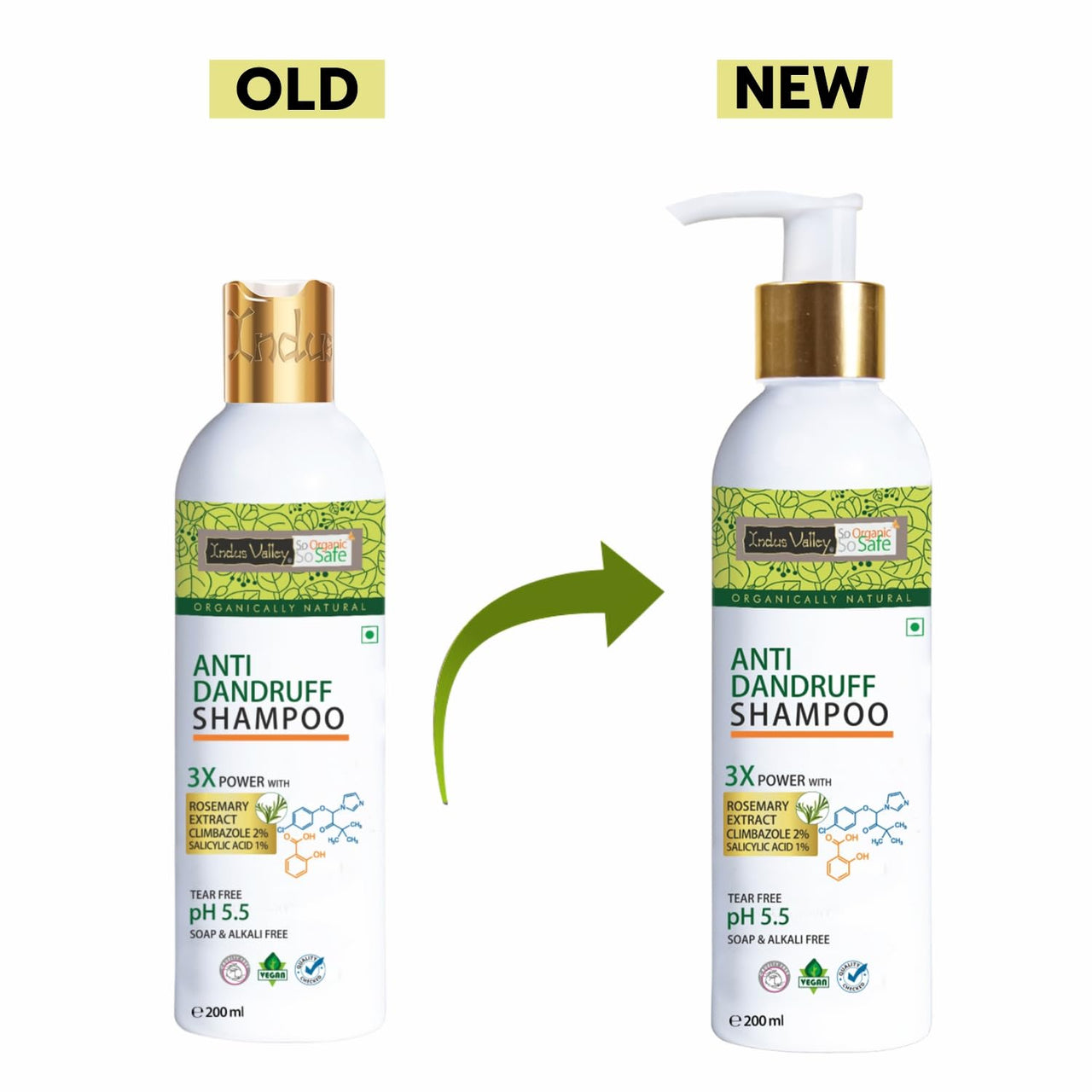 INDUS VALLEY Hair Fall Defense & Anti-Dandruff Shampoo Tear Free, Soap & Alkali Free PH 5.5, No Paraben & SLES/SLS - (200ml)