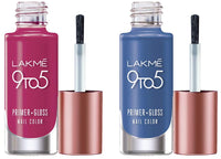 Lakmé 9 To 5 Primer + Gloss Nail Colour & 9 To 5 Primer + Glossy Finish Finish Nail Colour Combo, 6 Ml