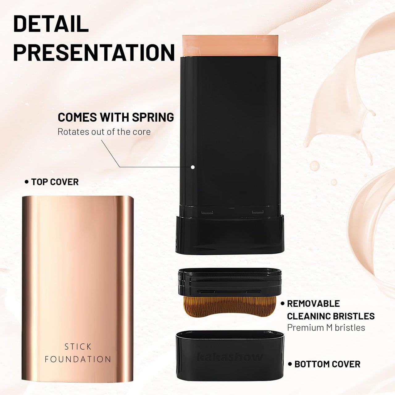 2 in 1 Luxury Anti-Wrinkle Foundation Stick, Long-Lasting Double Head Foundation Make Up Stick with Brush, (Natural, 1 PCS)