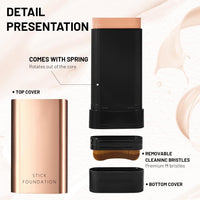 2 in 1 Luxury Anti-Wrinkle Foundation Stick, Long-Lasting Double Head Foundation Make Up Stick with Brush, (Natural, 1 PCS)