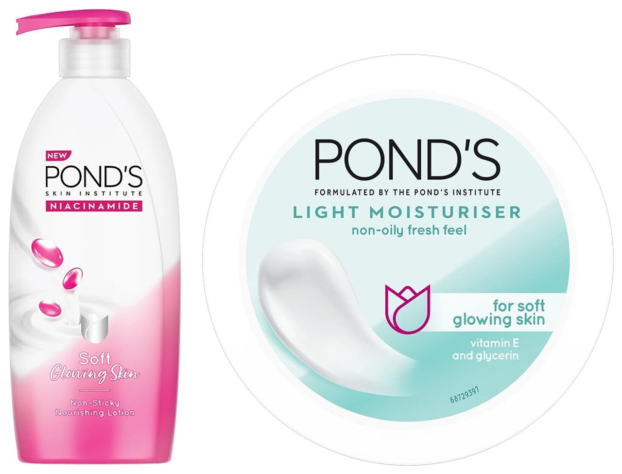 POND's Light Face Moisturizer 200 ml, Daily Lightweight Non-Oily Cream with Vitamin E for Soft Glowing Skin, SPF 15 & POND's Triple Vitamin Moisturising Body Lotion 275 ml