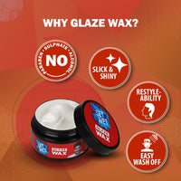 Set Wet Hair Wax For Men - Glaze Wax, 60g | Healthy Shine, Strong Hold, Restylable Anytime, Easy Wash off | No Paraben, No Sulphate, No Alcohol