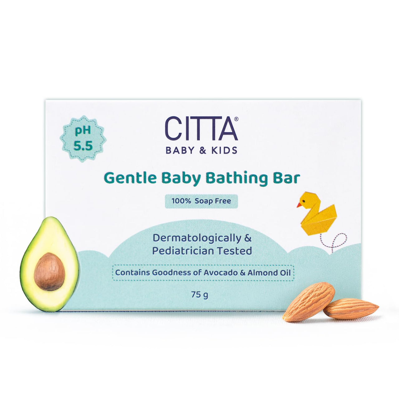 CITTA Gentle Baby Bathing Bar for Sensitive Skin | Newborn & Kids | Cleansing & Moisturizing | 100% Soap Free, Tear-Free,75 gm