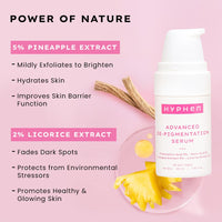 Hyphen Advanced De-Pigmentation Serum For Hyperpigmentation, Melasma, Dark Spots & Scars With 2% Kojic Acid | Visibly Brightens & Even Tones Skin | Serum For Women & Men - 30ml