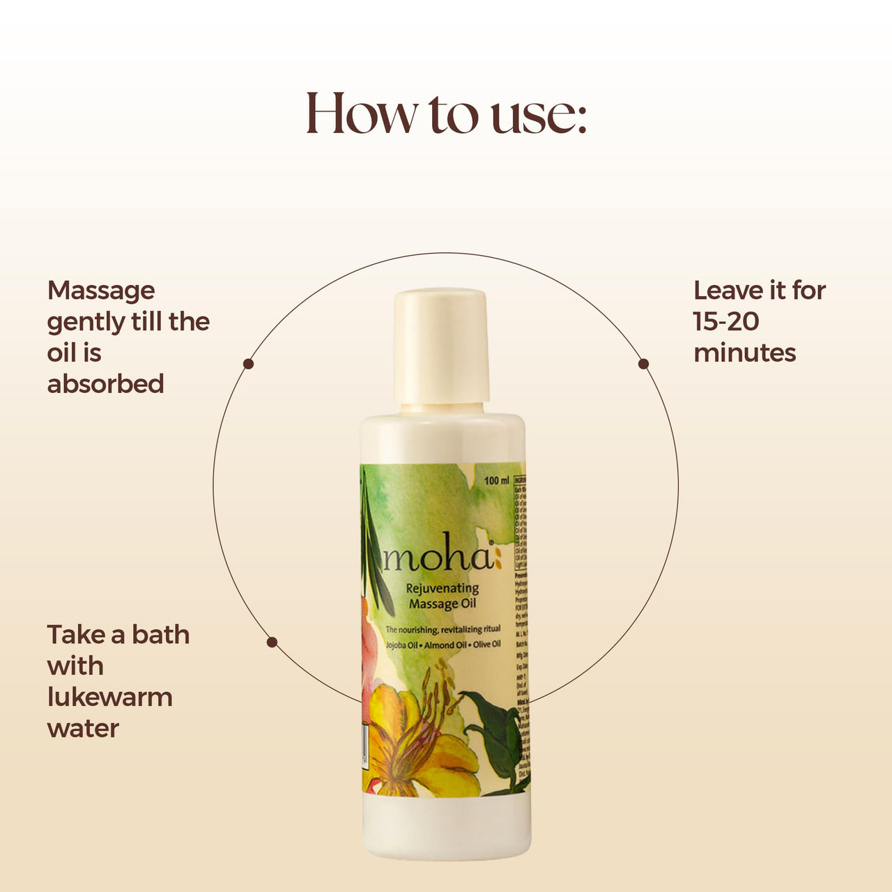 Moha: Rejuvenating Massage Oil 200ml And Foot Cream 100gm Combo | D-stresses and Tones the Skin with Jojoba Oil, Almond Oil and Olive Oil, Foot Cream For Rough, Dry and Cracked Heel Combo Pack