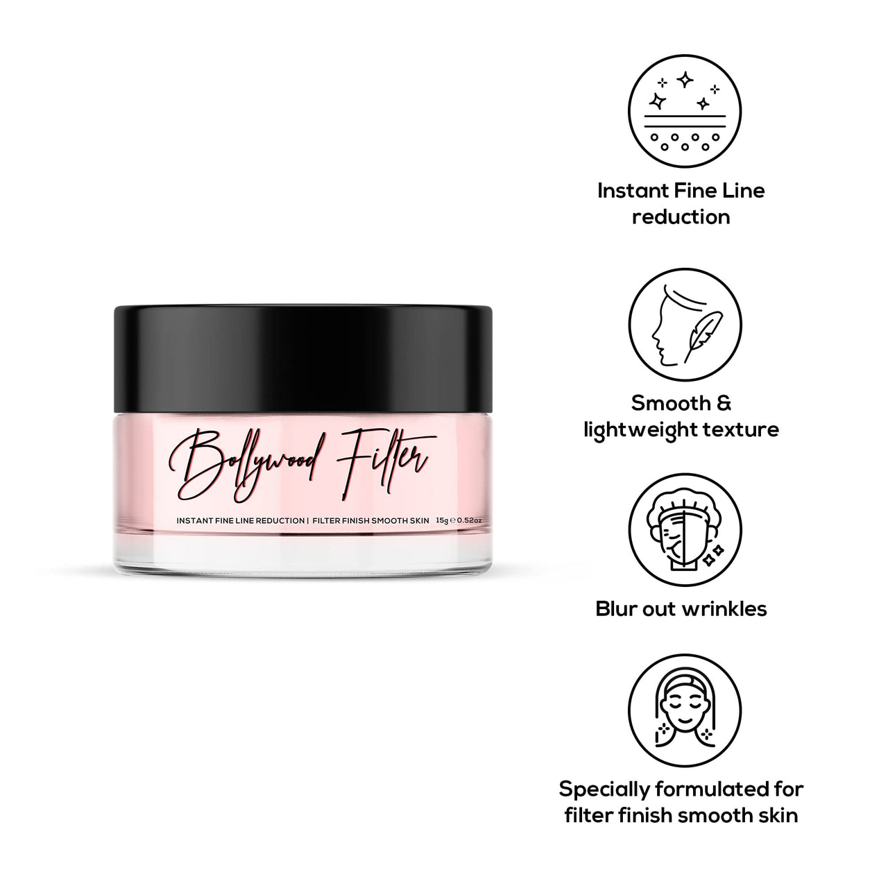 RENEE Bollywood Filter Face Primer 15gm and RENEE Madness Ph Lipstick 3gm - Black Lipstick With Glossy Pink Payoff