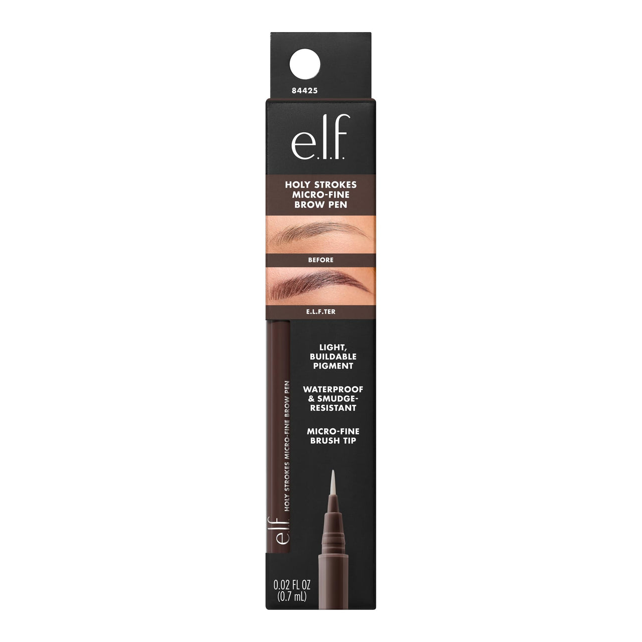 e.l.f. Holy Strokes Micro-Fine Brow Pen, for a Natural Look, Long-Lasting Eyebrow Pencil, Waterproof & Smudge-Proof, Vegan & Cruelty Free, Deep Brown