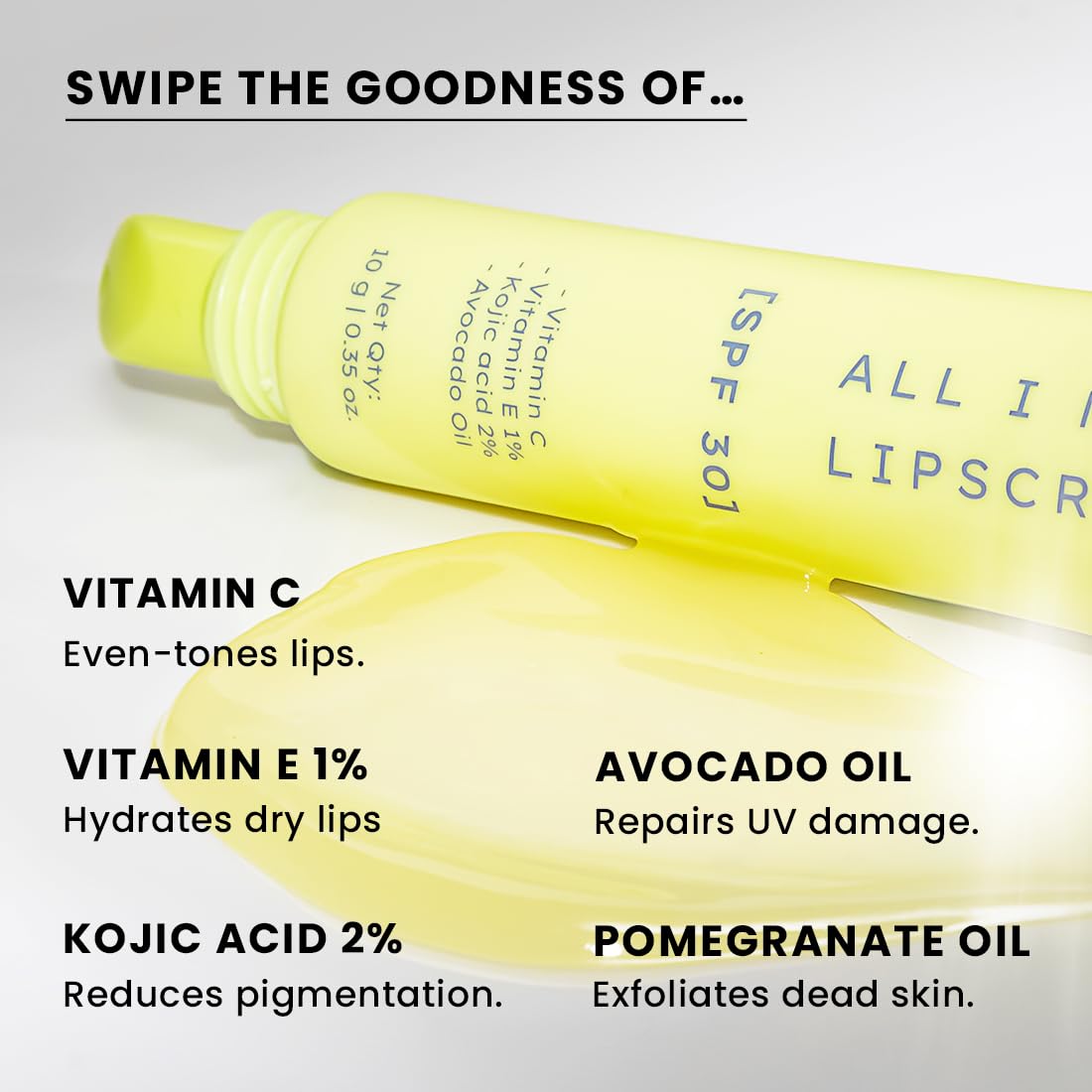 Hyphen All I Need Lipscreen with Spf 30 & 2% Kojic Acid -Moisturizing, Sun Protection|Smooth Lips, Tan Removal for Women and Men|Lip Balm Spf|Chapped Dry Lips | Peptide|Vegan,Sls & Paraben-Free -10 Gm