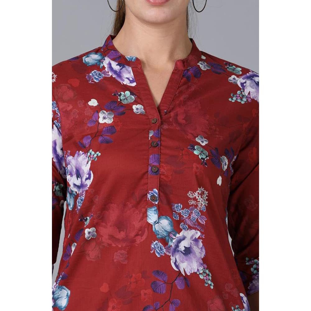 in. fuse by Shoppers Stop Mandarin Neck Printed Cotton Women Straight Fit Kurta