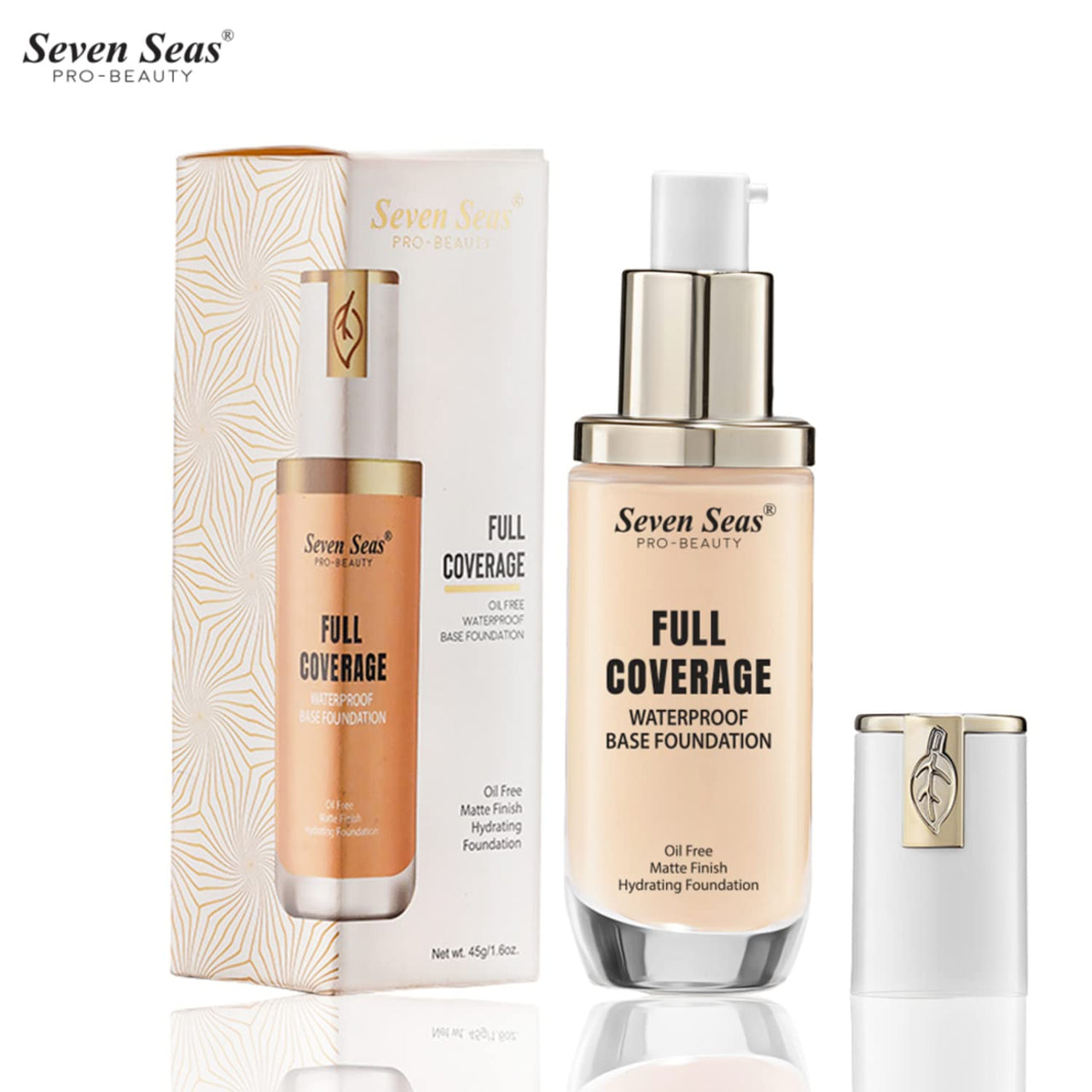 Seven Seas High Coverage Perfect Radiance Foundation for Flawless Finish Face Makeup, Super Stay Professional Waterproof Full Base Foundation for Oily Dry All Skin Women (Skin, 2)