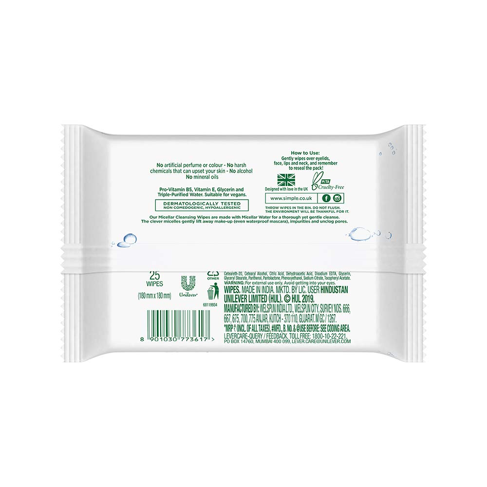 Simple Kind To Skin Micellar Cleansing Water 200 ml + Micellar Cleansing Wipes 25 pc