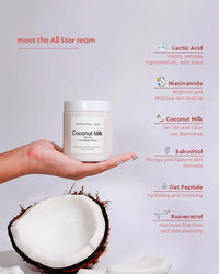 Murshmallow Coconut Milk & Vanilla Luxe Body Scrub / Polish 350gm | With Lactic Acid, Hyaluronic & Niacinamide | Anti-cellulite & Anti-Wrinkle| Remove Tan & Dead Skin | Deep Exfoliating Scrub for Hydrating & Brightening Skin | Men & Women