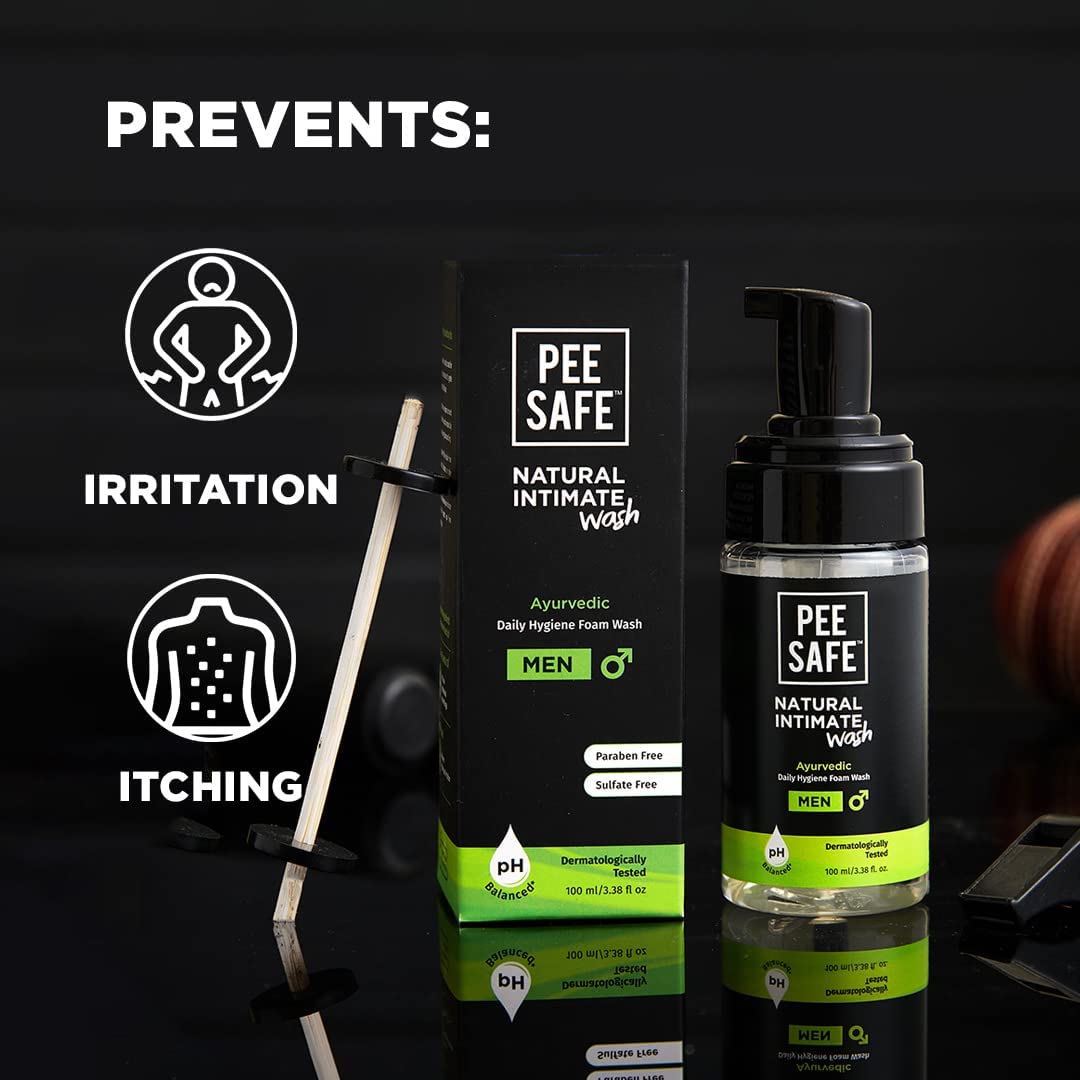 Pee Safe Natural Intimate Wash for Men | Tea Tree Essential Oil | Ayurvedic | Mens Intimate Wash | Men Genital Wash | Mens Ball wash | Men's Intimate wash 100ml