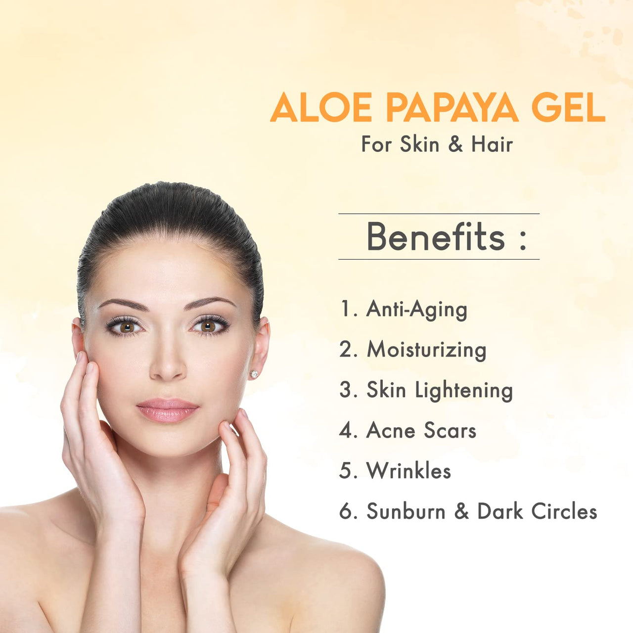 KAZIMA Aloe Papaya Gel with Pure Aloe Vera, Papaya & Vitamin C, E for Face, Skin & Hair - Anti-aging, Moisturizing, Skin Lightening, Acne Scars, Wrinkles, Sunburn & Dark Circles (500 Gram)