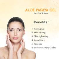 KAZIMA Aloe Papaya Gel with Pure Aloe Vera, Papaya & Vitamin C, E for Face, Skin & Hair - Anti-aging, Moisturizing, Skin Lightening, Acne Scars, Wrinkles, Sunburn & Dark Circles (500 Gram)