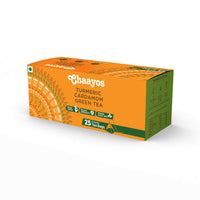 Chaayos Green Tea Bags - Turmeric Cardamom (25 Pyramid Tea Bags) | Turmeric and Cardamom Flavoured Green Tea | Green Tea | Herbal Tea | Green Tea Leaves | Detox Green Tea