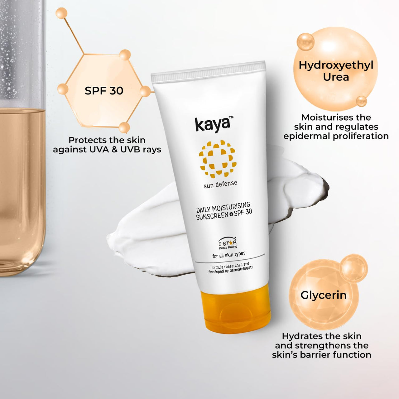 Kaya Clinic Daily Moisturizing Sunscreen Cream SPF30 75ml | 5 Star Boots Rating | UV Protection | Hydrates Skin | Lightweight | Non Sticky | For All Skin Types