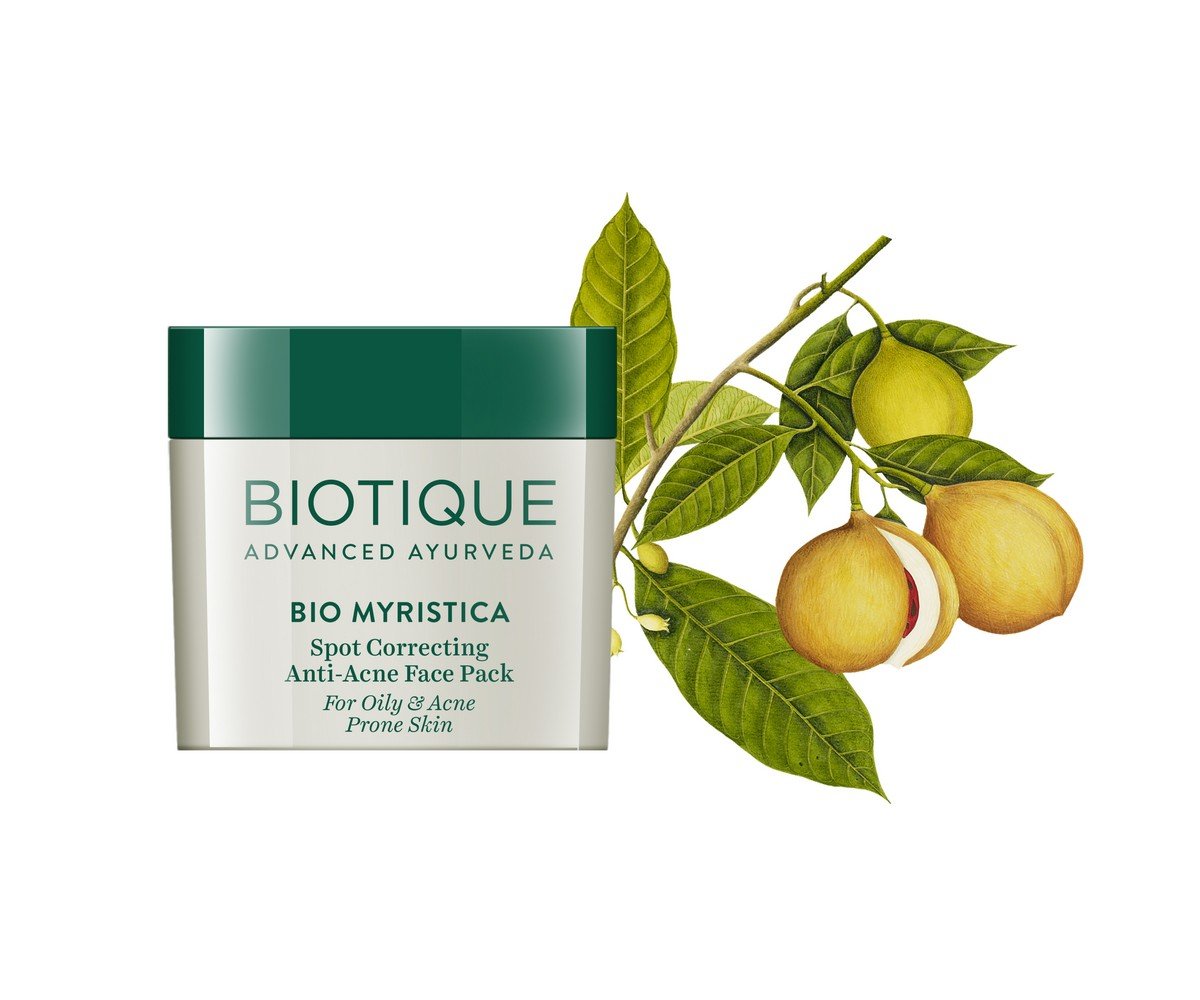 Biotique Bio Myristica Spot Correcting Anti Acne Face Pack, 20g & Dandelion Visibly Ageless Serum, 40ml