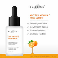 Elibliss Daily Skincare and Lip Care Combo | 20% Vitamin C Face Serum with Niacinamide and Hyaluronic 30ml | 3 in 1 Tinted Lip Balm Set with Beetroot Blush, Watermelon Crush and Cherry Blossom 15g