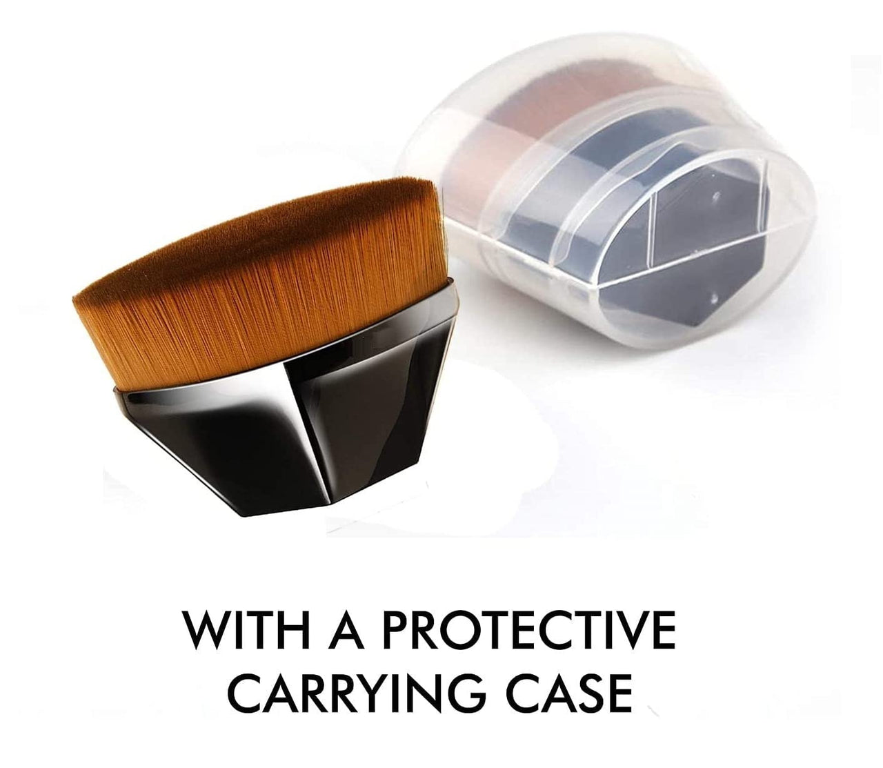 URBANMAC Foundation Brush for Liquid Makeup - Flawless Flat Top Kabuki Face Brush for Blending Liquid, Cream, Powder Foundation Momma Makeup Brush with Case (black)