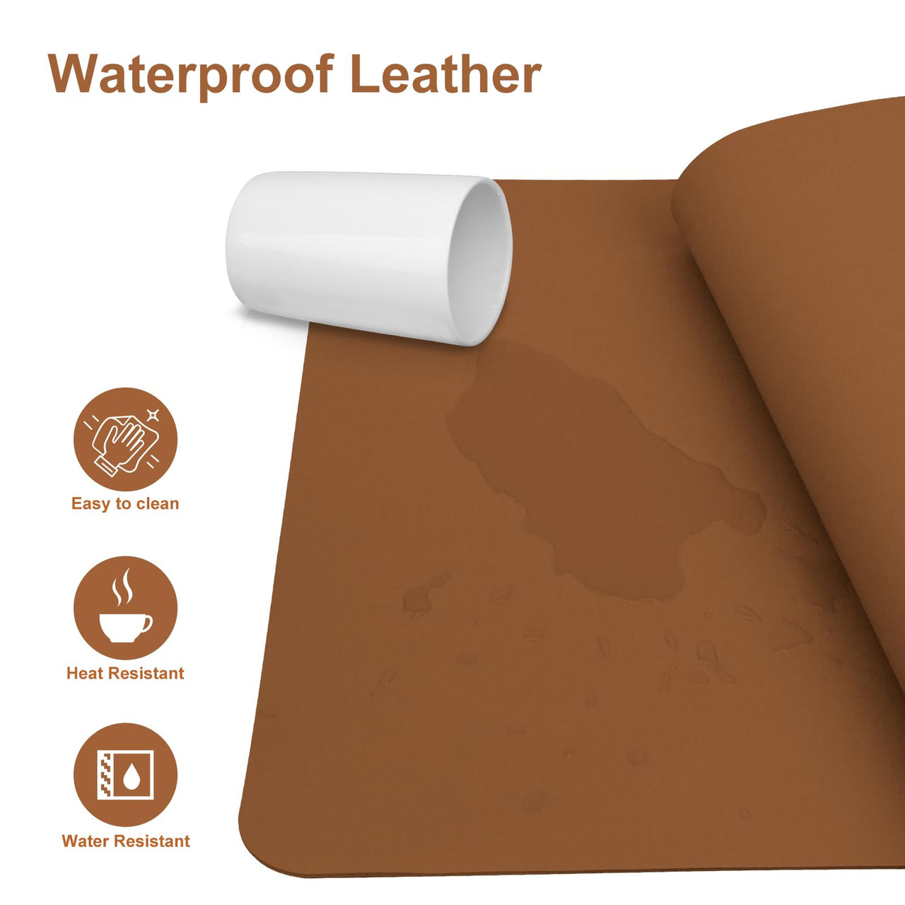 Desk Pad,Large Mouse Pad, Non-Slip PU Leathers Writing Pad,Desktop Protection Pad,Computer Desk Pad, Waterproof Table Mat, Desk Mat for Office and Home Writing (Brown;23.6"x 13.7") Brown 23.6"x 13.7"
