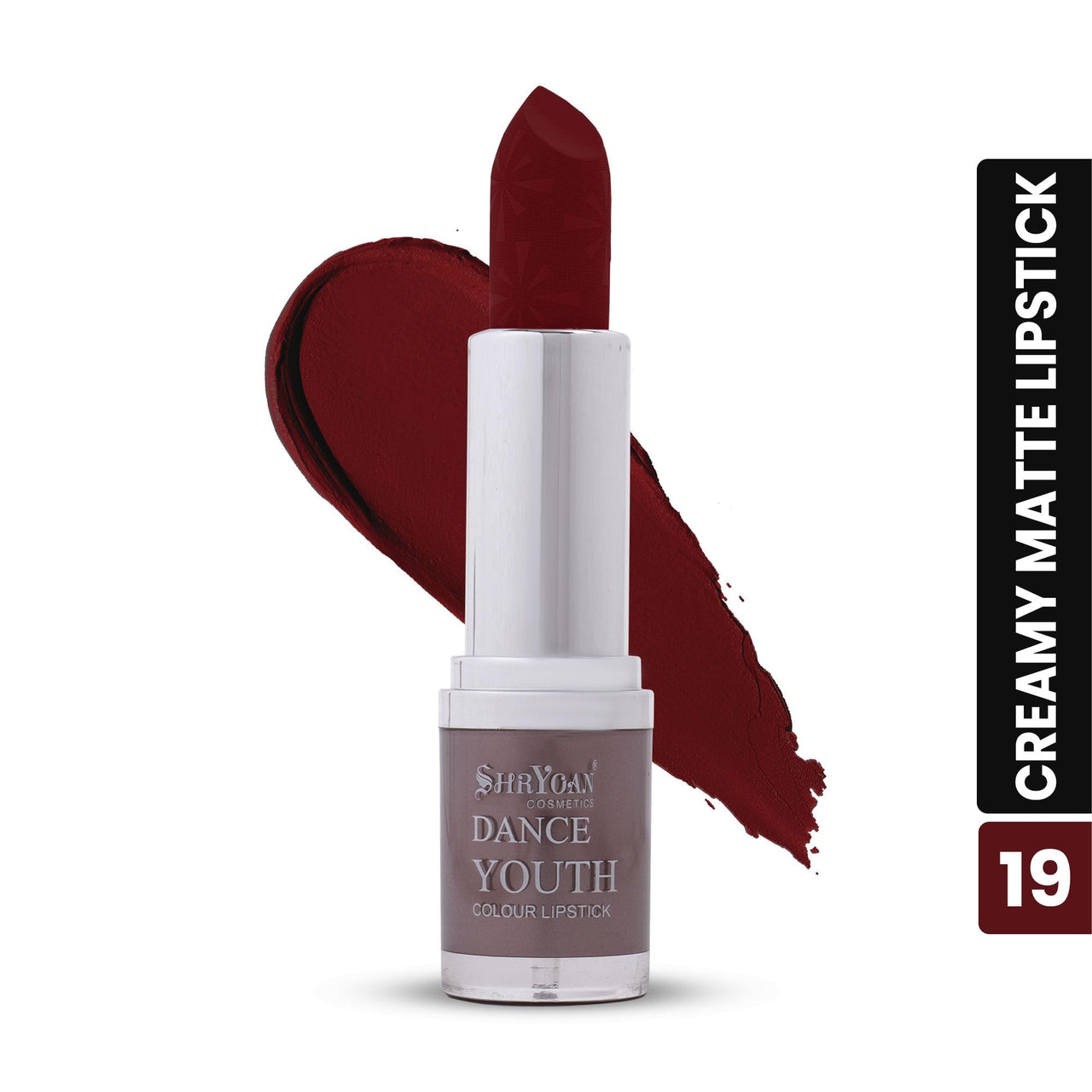 Shryoan Dance Youth Colour Matte Lipstick | 24hr Long Lasting, Velvet Texture, Matte Finish, Easy to Glide and Easy to Use (3.8g) (Shade-19)