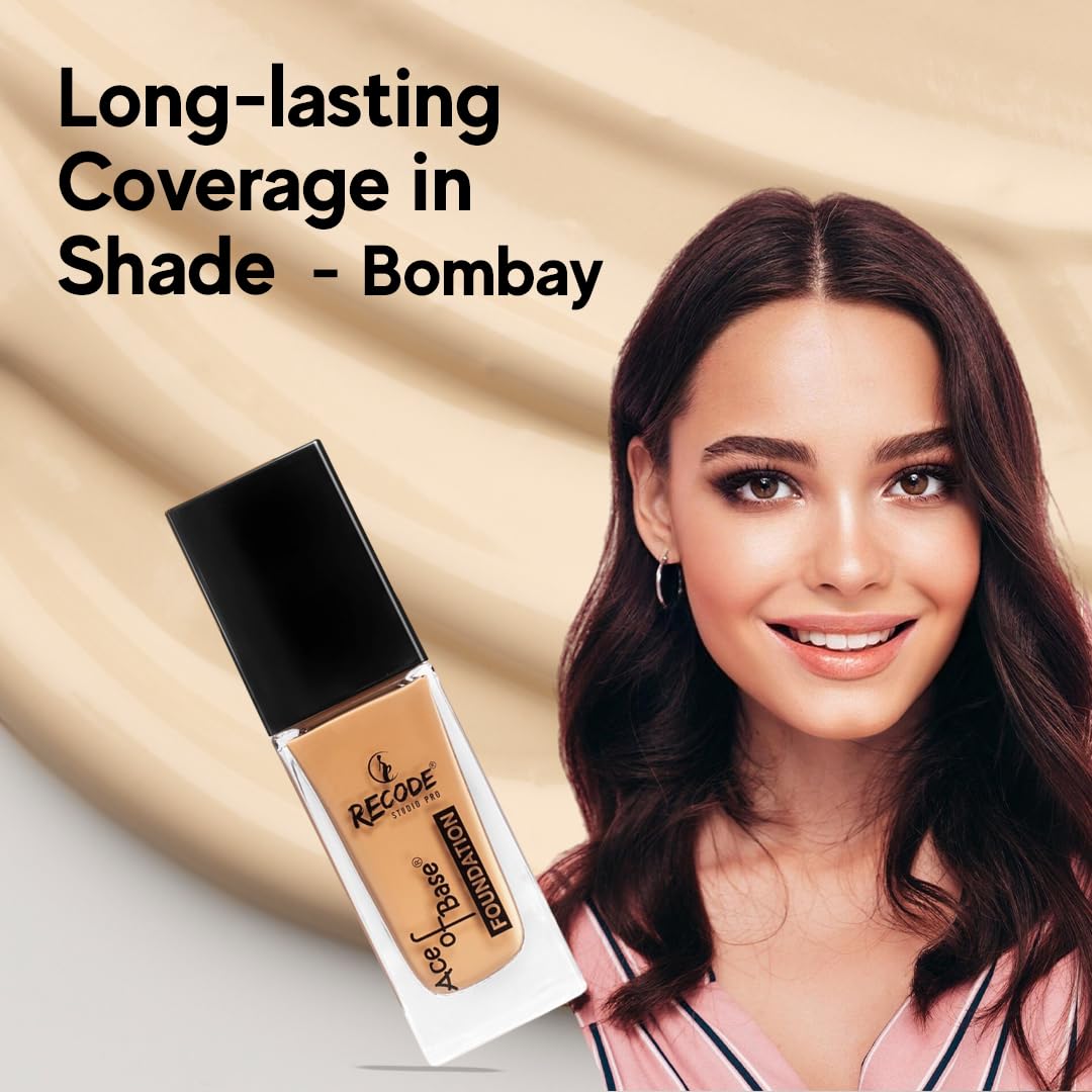 Recode Ace of Base Foundation 30ml | Shade 04 - Lodhiana | Luminious Matte Finish | Lightweight | Long-Lasting | Waterproof | High Coverage