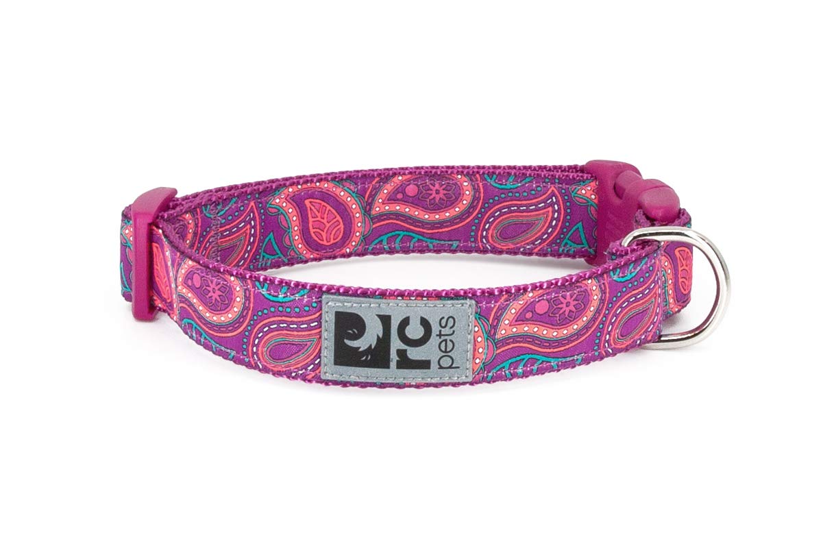 RC Pets 5/8 Inch Adjustable Dog Clip Collar, X-Small, Bright Paisley X-Small - 0.6" Width