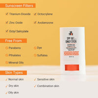Sotrue SPF 50+ Daily Sunscreen Stick | Lightweight, Water Resistant | No White Cast | Broad Spectrum PA++++ | Non Sticky With Dewy Finish | Mess Free Sun Protection | Suitable for Face & Body 15g