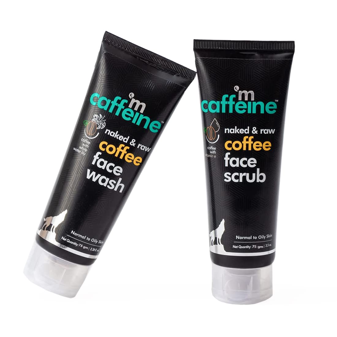 mCaffeine Face Wash Combo Pack With Scrub (75ml Each) | Pack of 2 Coffee Care Kit for Pollution Control & Tan Removal