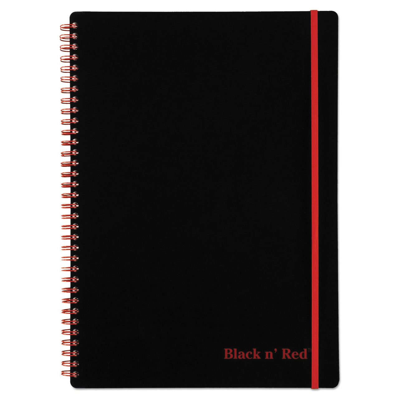 Black n' Red Notebook, Business Journal, 11-3/4" x 8-1/4", 70 Sheets, Ruled, Optik Paper, Scribzee App, Flexible Poly Cover, Wirebound, Black (E67008) 1 Count 11-3/4" x 8-1/4"