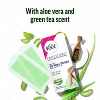 Veet Professional Waxing Strips Kit for Dry Skin, 20 Strips (Pack of 2) | Gel Wax Hair Removal for Women | Up to 28 Days of Smoothness | No Wax Heater or Wax Beans Required