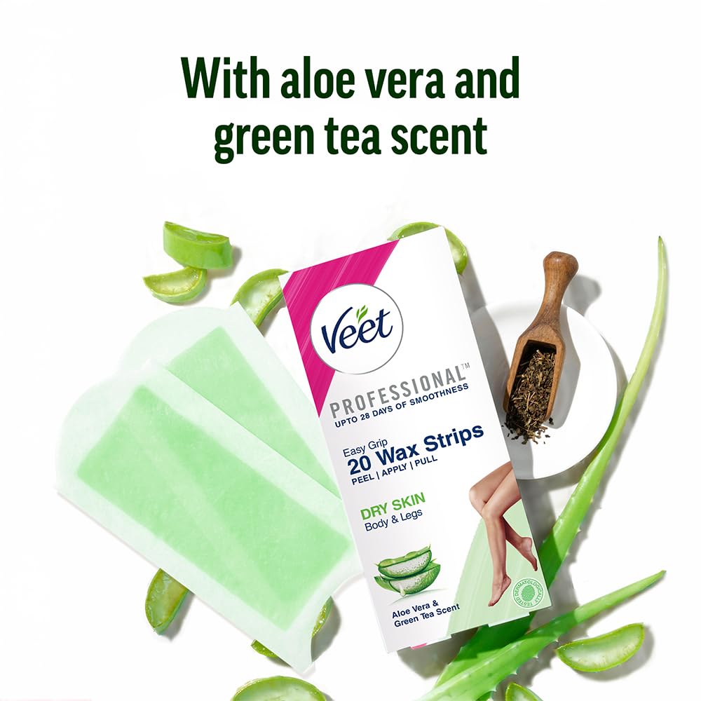 Veet Full Body Waxing Strips Kit for Dry Skin, 20 Strips, Pack Of 1