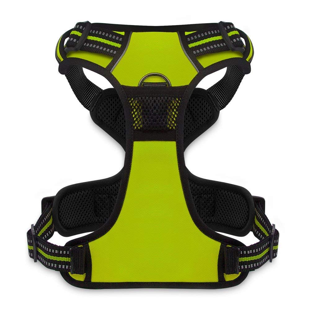 Dog Harness Dual Leash Attachment No-Pull Control Adjustable Soft but Strong Pet Harness for Medium and Large Dogs with 3M Reflective Technology - Lime Green, XL (Chest: 28 - 37") XL (Chest: 28 - 37") Harness (Lime Green Nylon)