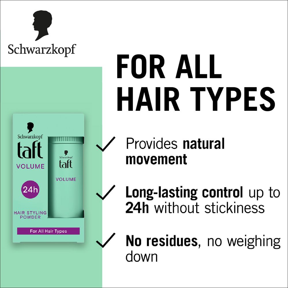 Schwarzkopf TAFT Instant Hair Styling Volume Powder For Fuller Volume And Thickness, Lasts 24 Hours Without Stickiness And Residues | For All Hair Type - 10 Grams