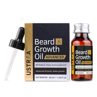 Ustraa Beard Growth Oil Advanced - 60ml - With Redensyl and DHT Booster | Strong Hold Hair Wax For Men- Wet Look - 100g - Non-greasy wax | & Anti Hair Fall Shampoo 250ml - With Apple Cider Vinegar
