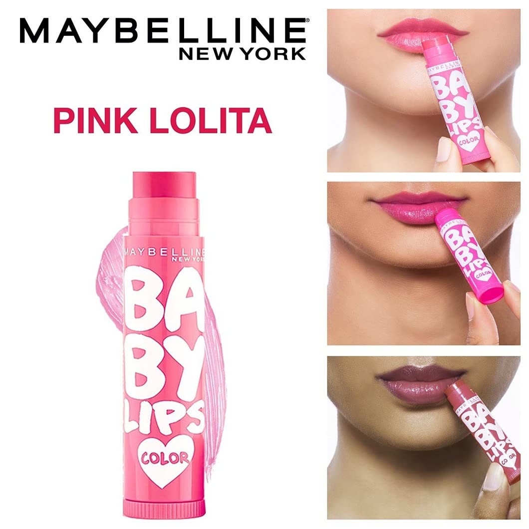 Maybelline New York Baby Lips Lip Balm, Pink Lolita, 4g and Maybelline New York Baby Lips Lip Balm, Berry Crush, 4g
