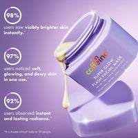 mCaffeine Super Glow Flash Facial 25% AHA+BHA+PHA Face Mask | 5 Mins Glow Face Pack | Instant Brightening | Unclogs Pores, Removes Blackhead & Dead Skin | Tan Removal | Color Changing Mask - 50gm