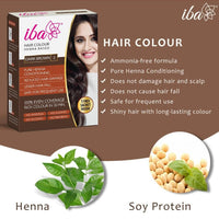 Iba Hair Colour for Women - Dark Brown, 70g | 100% Pure Henna Based Powder Sachet | Natural Hair Colour & Long Lasting with Conditioning Formula | Reduced Hair Fall & Hair Damage | Shine & Nourish Hair | Free from Ammonia and Other Harmful Chemicals | Her
