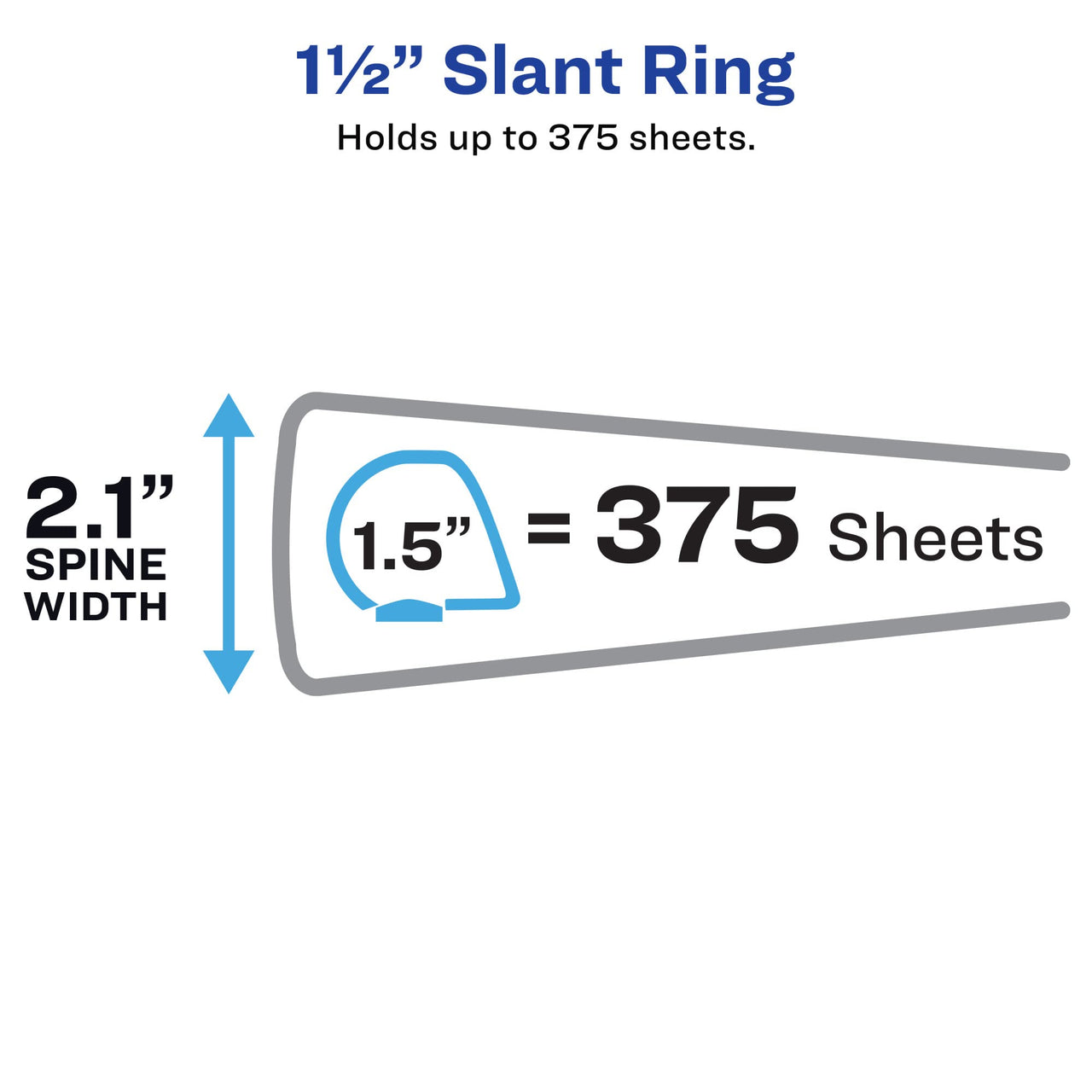 Avery Heavy-Duty View 3 Ring Binder, 1.5" One Touch Slant Rings, Holds 8.5" x 11" Paper, 1 White Binder (05404)