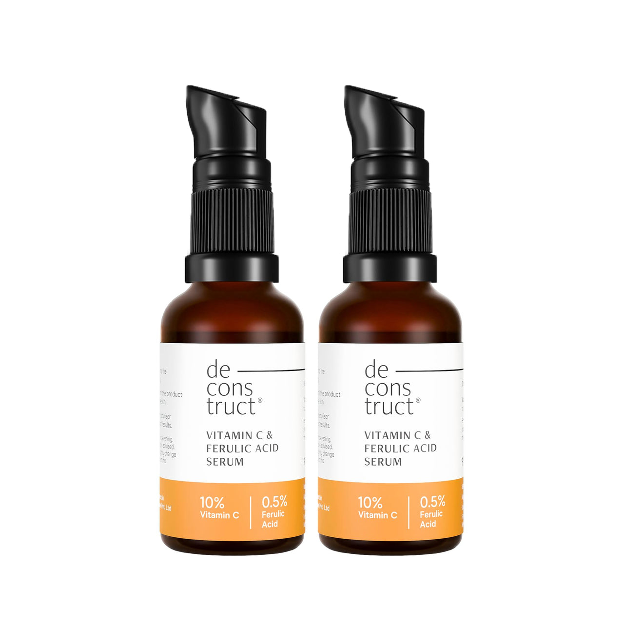Deconstruct 10% Non-Irritating Vitamin C Face Serum | 10% Vitamin C + 0.5% Ferulic Acid | Water Based Serum Highly Stable Vitamin C Face Serum For Women And Men | 30 Ml Each, Pack Of 2