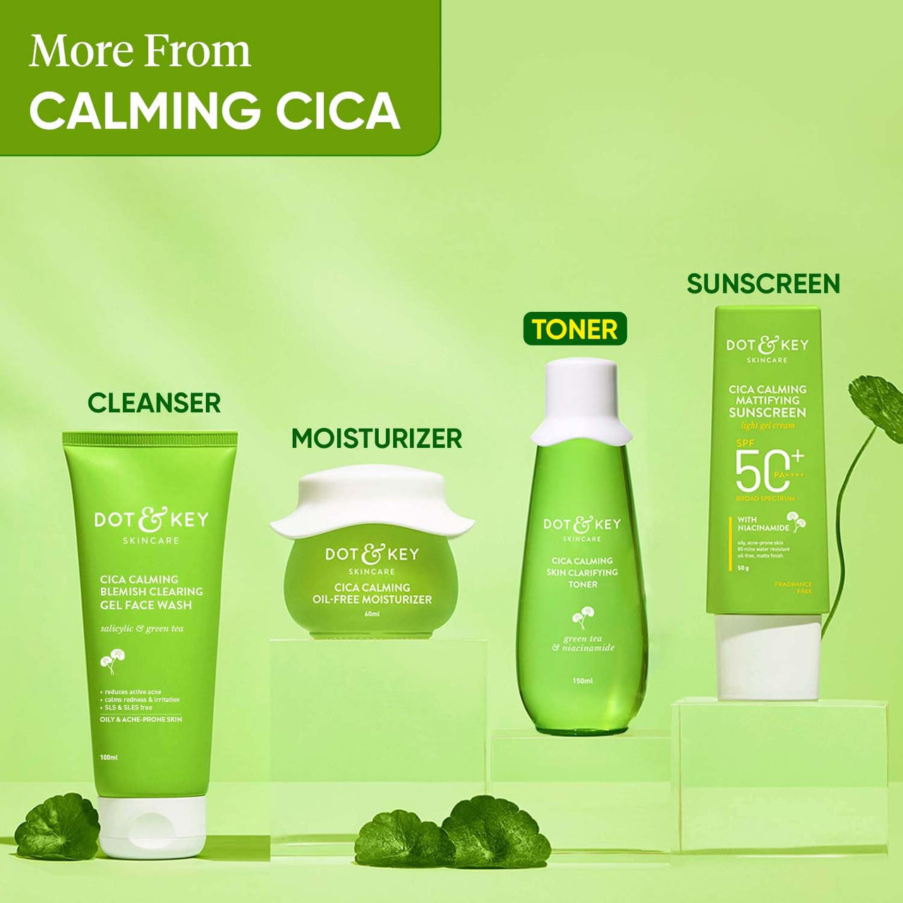 Dot & Key Cica Calming Skin Clarifying Toner with Green Tea & Niacinamide | Toner for Acne Prone Skin | Niacinamide Toner For Acne, Oily & Sensitive Skin | Fades Acne Scars & Dark Spots | 150ml