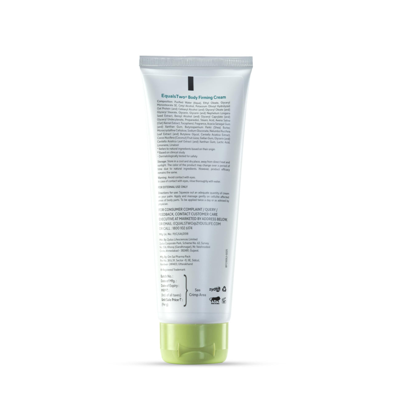 EQUALSTWO Body Firming Cream, Anti-Cellulite Cream for Skin Tightening & Elasticity, Enriched with Vitamin C, Shea Butter, Logan Fruit, & Lotus Flower Extract, PH 5.5, Dermatologically Tested, 100ml (Pack 2)