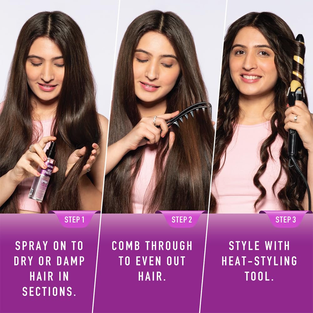 Streax Heat Protectant Spray for Hair - 100 ml, Hair Styling Spray for Women & Men I Heat Protection Spray from heat|Heat protection serum|Protection upto 250°C & 2X Less Hair Breakage